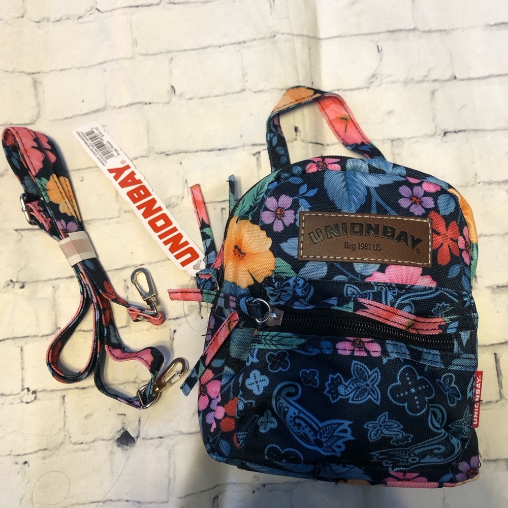 small Union Bay Dome Mini Backpack Slate Blue floral paisley NWT retails $40